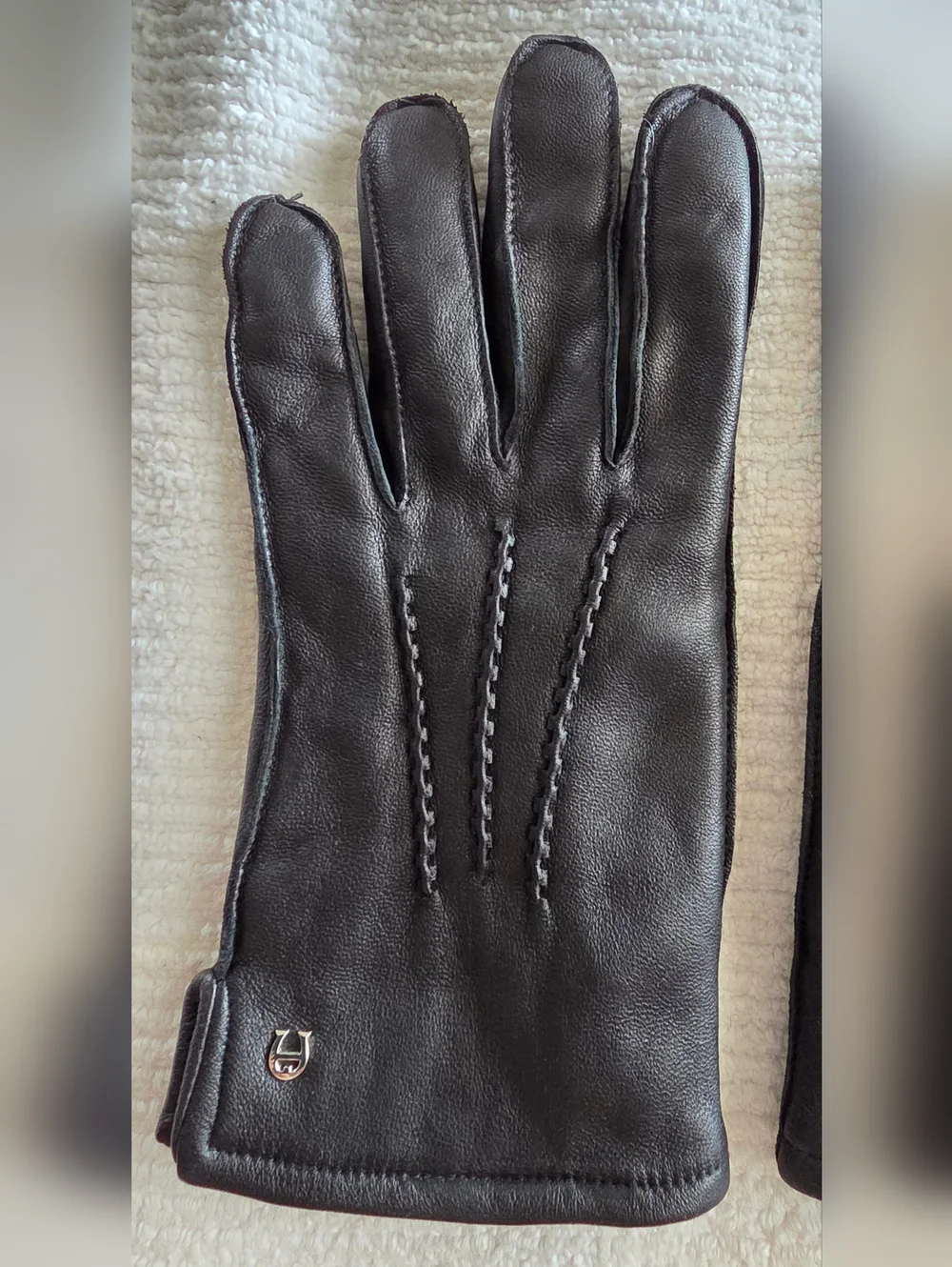 Etienne Aigner Black Leather Men's Gloves with Subtle Logo